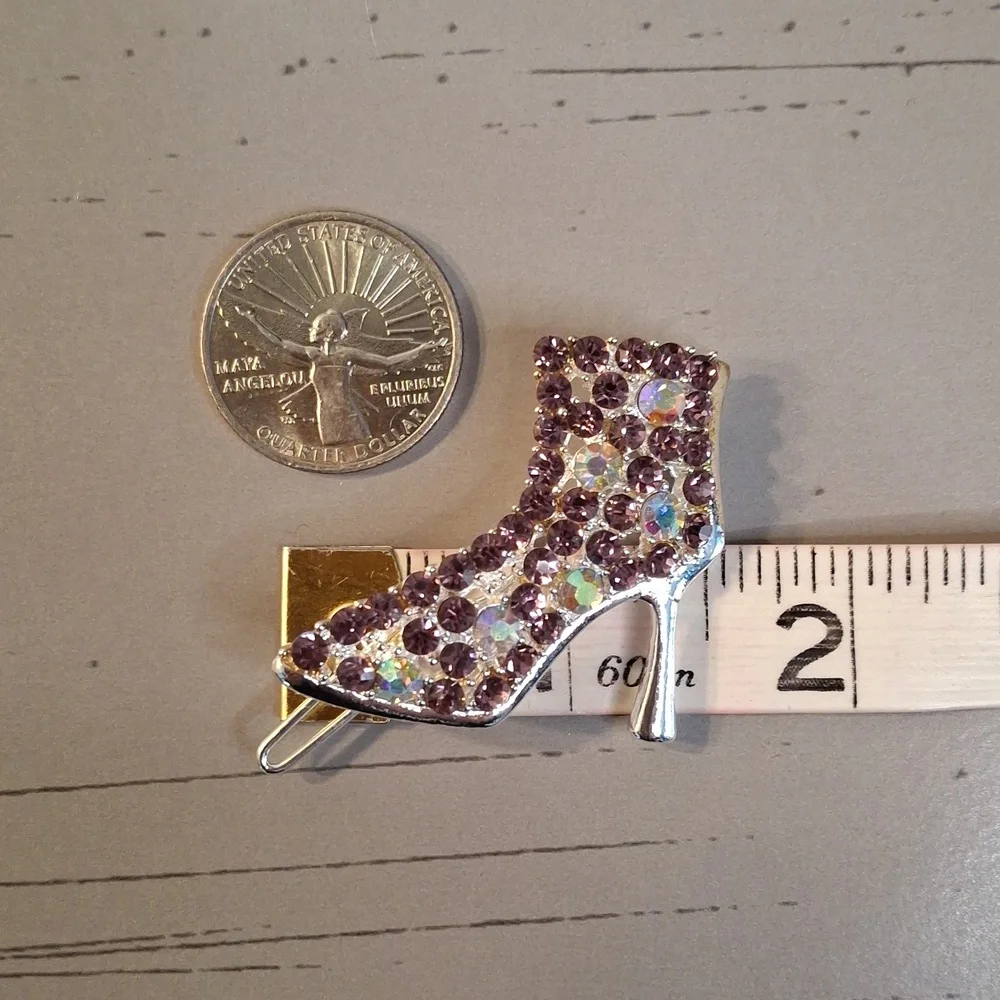 Purple Rhinestone High Heel Barette